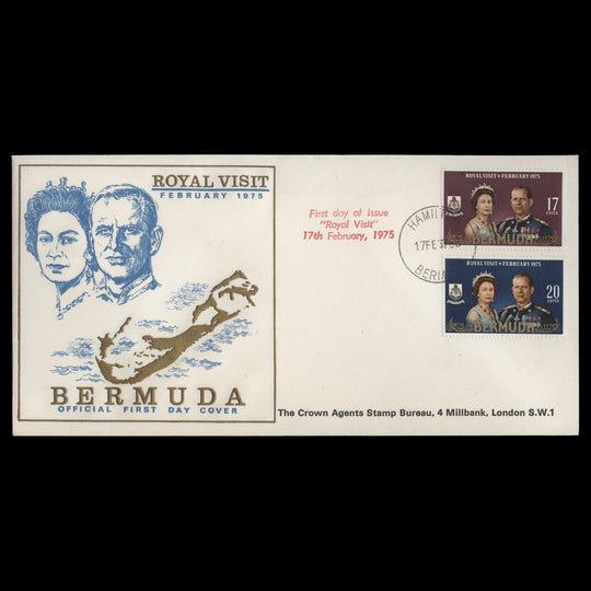 Bermuda 1975 Royal Visit first day cover, HAMILTON