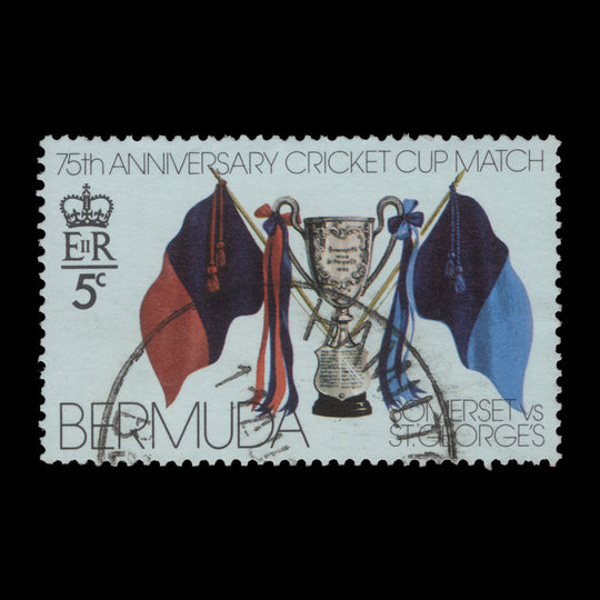 Bermuda 1976 (Variety) 5c Cricket Cup Anniversary with watermark to right