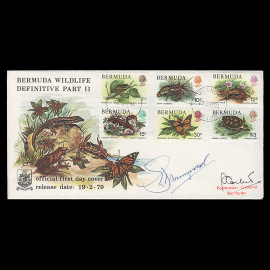 Bermuda 1979 Wildlife Definitives first day cover signed by designer Gordon Drummond