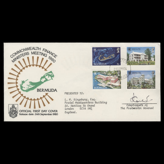 Bermuda 1980 Commonwealth Finance Ministers Meeting first day cover, HAMILTON