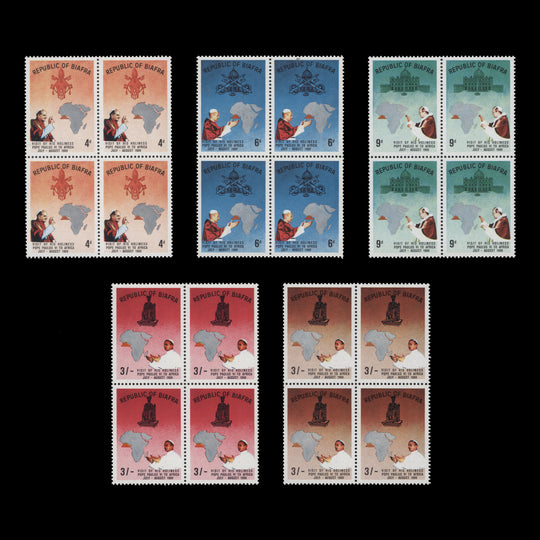Biafra 1969 (MNH) Visit of Pope Paul VI blocks
