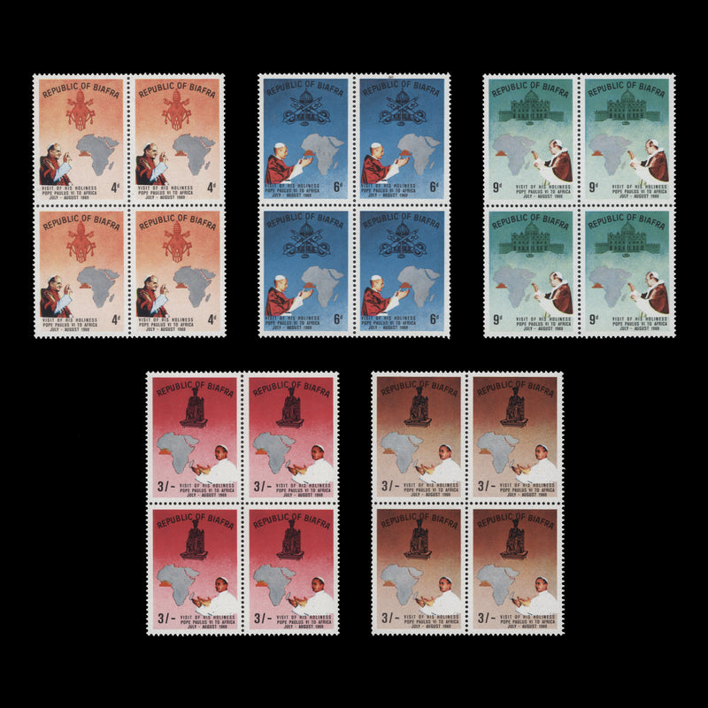 Biafra 1969 (MNH) Visit of Pope Paul VI blocks