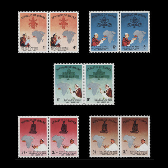 Biafra 1969 (MNH) Visit of Pope Paul VI pairs