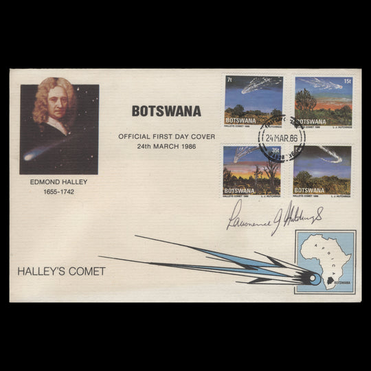 Botswana 1986 Appearance of Halley's Comet first day cover signed by designer