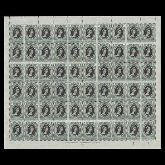 British Honduras 1953 (MNH) 4c Coronation plate 1–1 sheet of 60 stamps