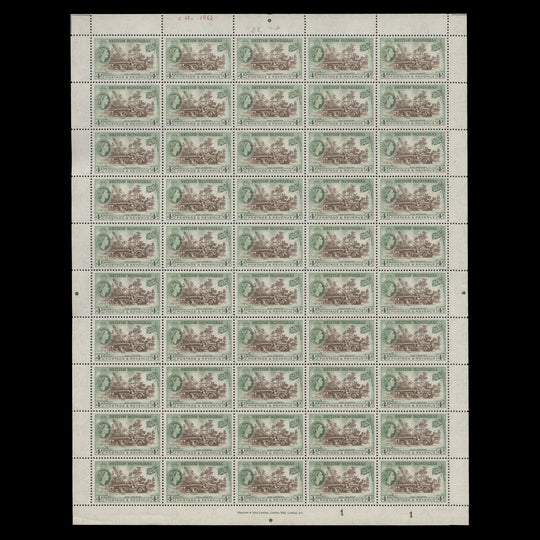 British Honduras 1953 (MNH) 4c Pine Industry sheet, perf 13½ x 13½