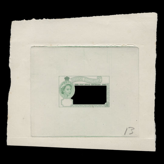 British Honduras 1960 Post Office Centenary stage die proof in bright green