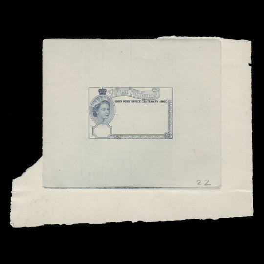 British Honduras 1960 Post Office Centenary stage die proof in indigo