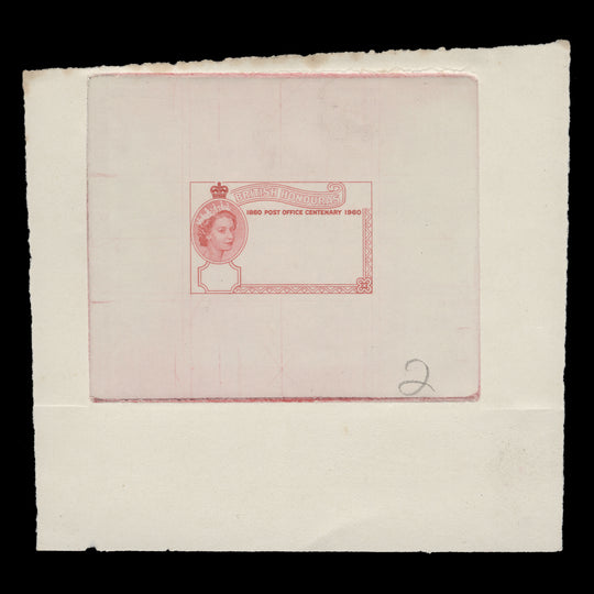 British Honduras 1960 Post Office Centenary stage die proof in rose-red