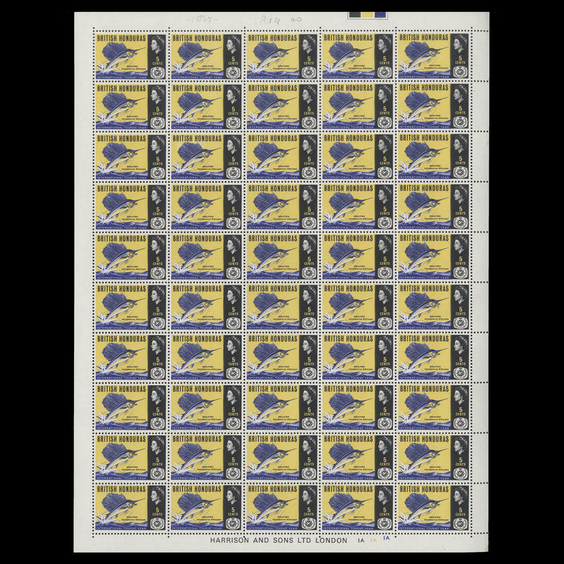 British Honduras 1967 (MNH) International Tourist Year sheets of 50 stamps