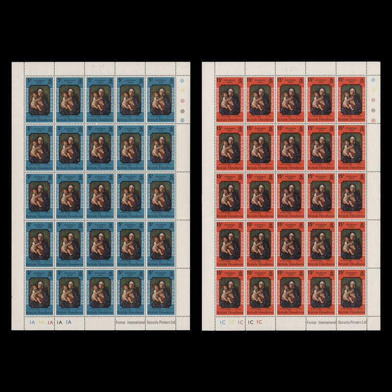 British Honduras 1969 (MNH) Christmas panes of 25 stamps