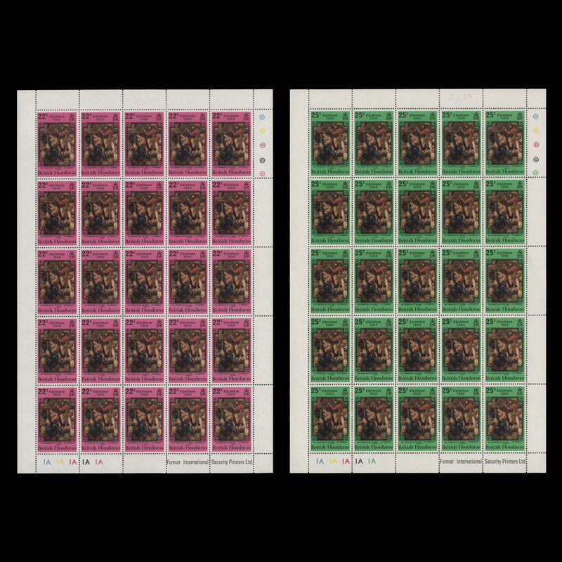 British Honduras 1969 (MNH) Christmas panes of 25 stamps