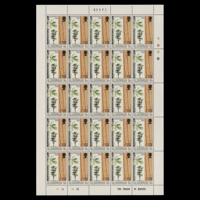 British Honduras 1970 (MNH) Indigenous Hardwoods panes of 25 stamps