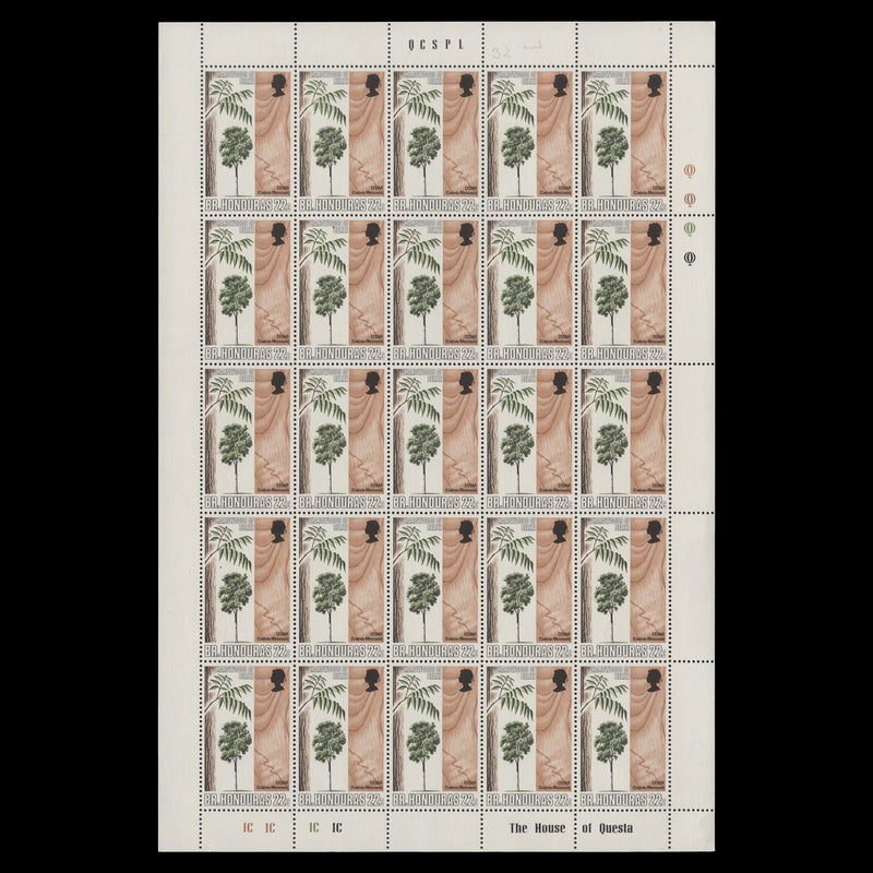 British Honduras 1970 (MNH) Indigenous Hardwoods panes of 25 stamps