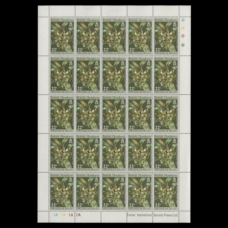 British Honduras 1970 (MNH) Orchids panes of 25 stamps
