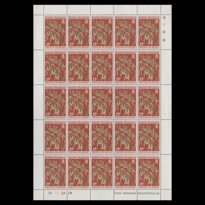 British Honduras 1970 (MNH) Orchids panes of 25 stamps
