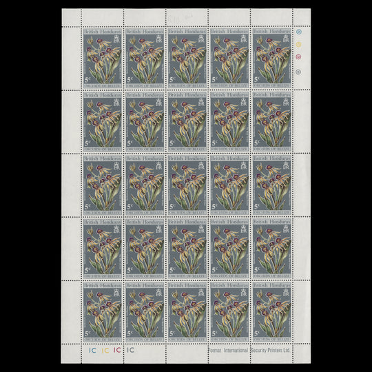 British Honduras 1970 (MNH) Orchids panes of 25 stamps