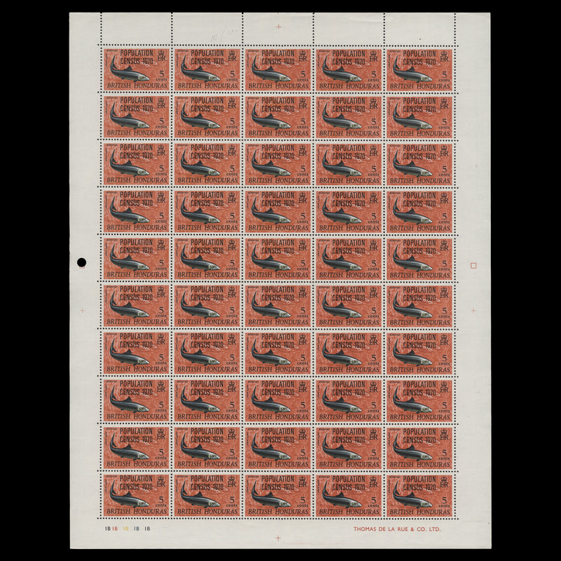 British Honduras 1970 (MNH) Population Census panes of 50 stamps