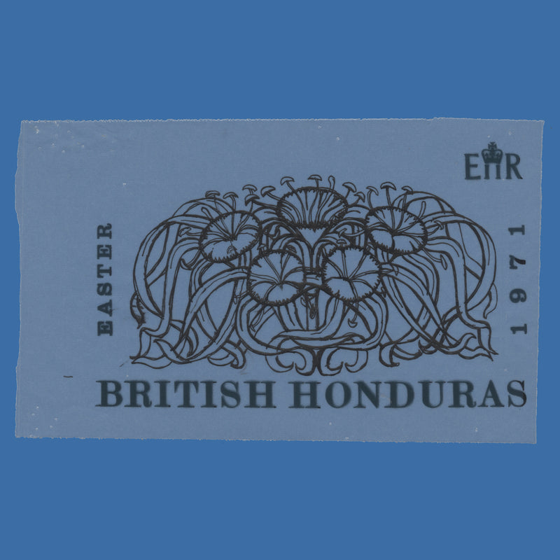 British Honduras 1971 Hymenocallis Littorallis artwork in black ink by Sylvia Goaman