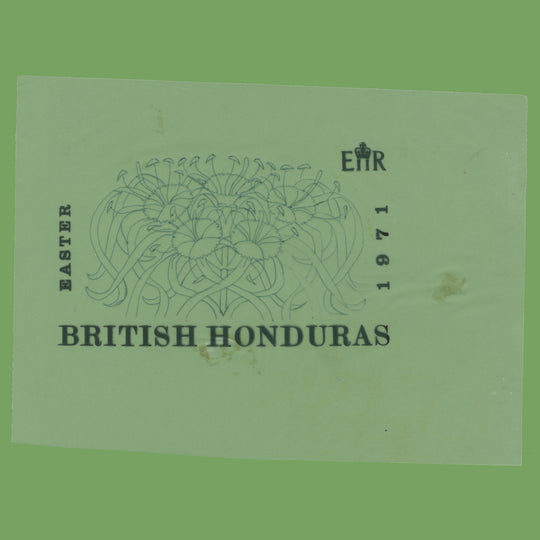 British Honduras 1971 Hymenocallis Littorallis early artwork in green ink