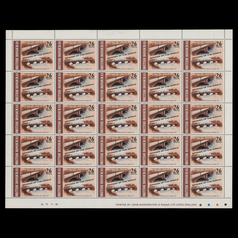 British Honduras 1971 (MNH) Bridges of the World panes of 25 stamps