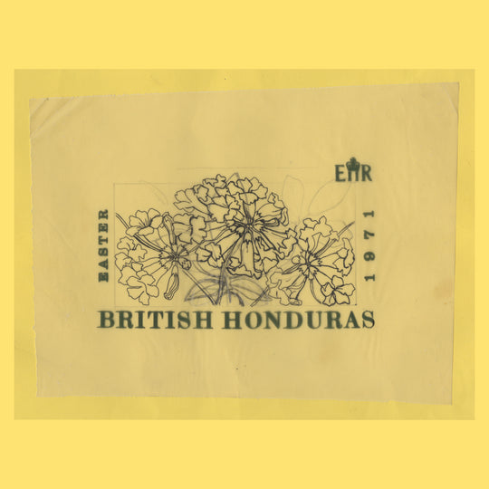 British Honduras 1971 Tabebuia Chrysantha pen and pencil artwork