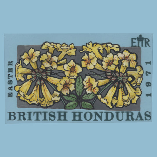 British Honduras 1971 Tabebuia Chrysantha watercolour artwork by Sylvia Goaman