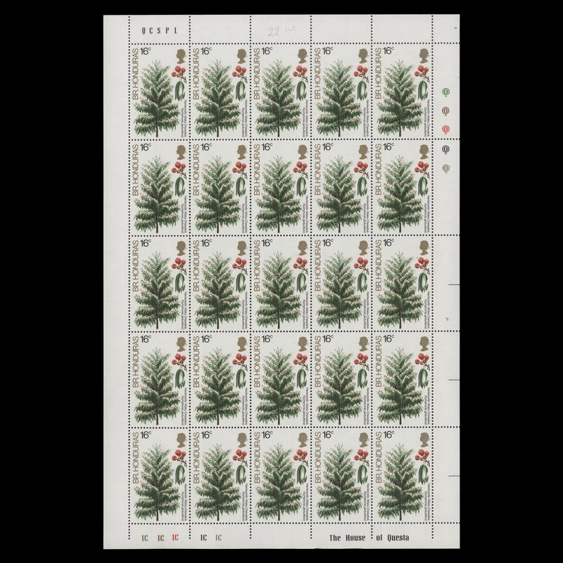 British Honduras 1972 (MNH) Indigenous Hardwoods panes of 25 stamps