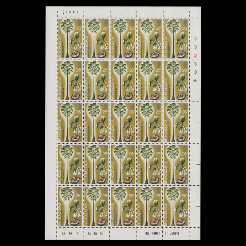 British Honduras 1972 (MNH) Indigenous Hardwoods panes of 25 stamps