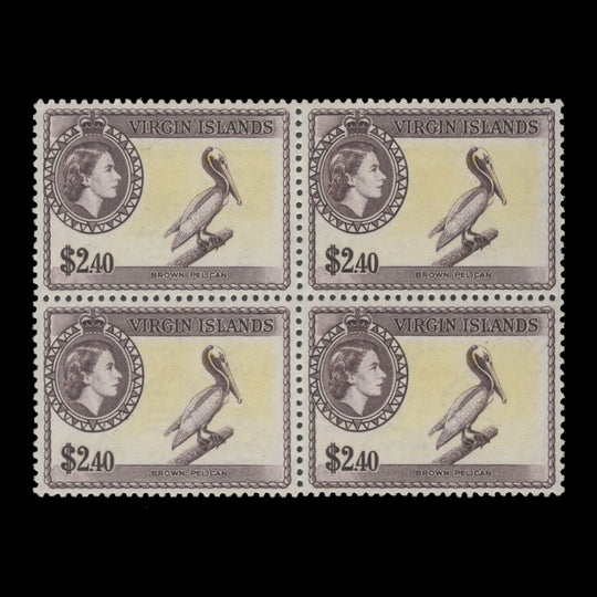 British Virgin Islands 1956 (MNH) $2.40 Brown Pelican block