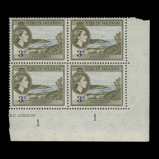 British Virgin Islands 1956 (MNH) 3c Road Harbour plate block