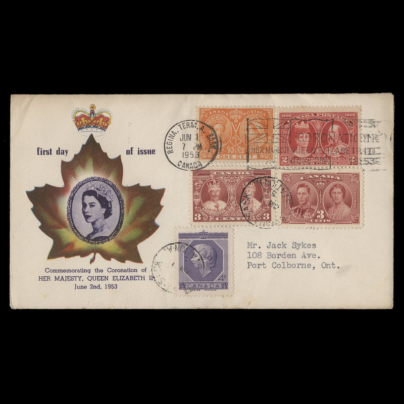 Canada 1953 (FDC) 4c Coronation, REGINA