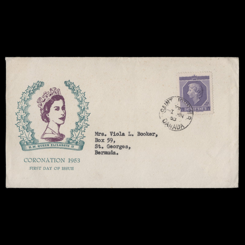 Canada 1953 (FDC) 4c Coronation, SAINT JOHN