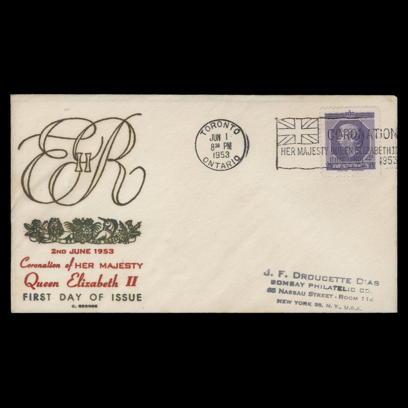 Canada 1953 (FDC) 4c Coronation, TORONTO