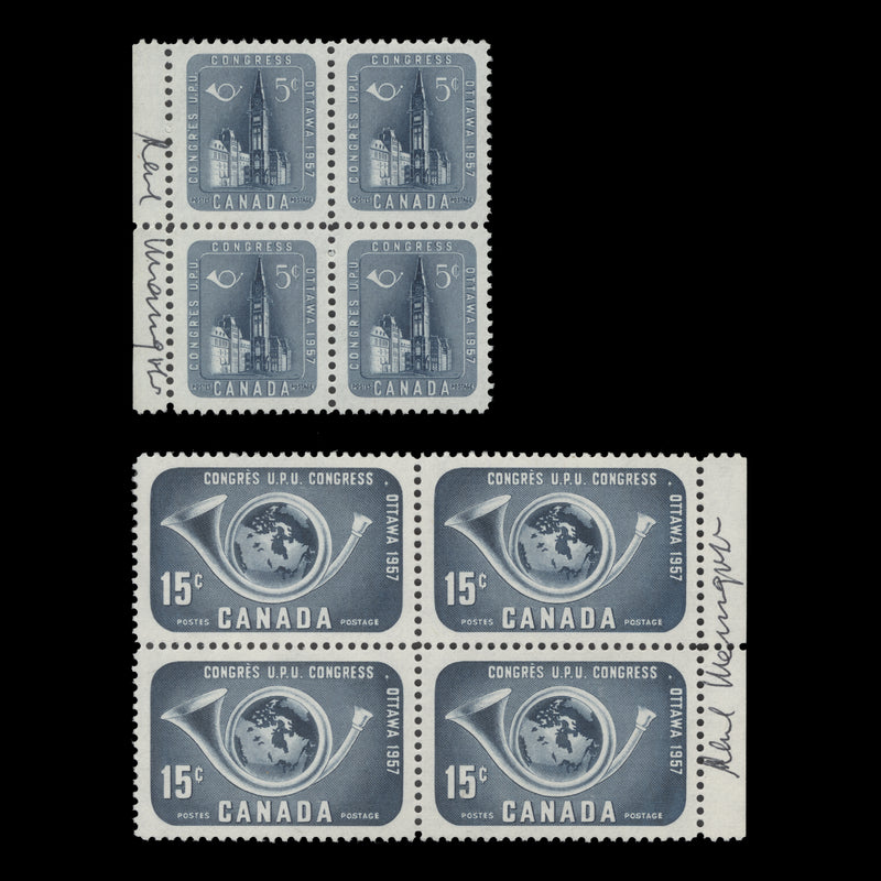 Canada 1957 (MNH) UPU Congress blocks signed by designer