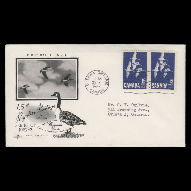 Canada 1963 (FDC) 15c Geese pair, OTTAWA