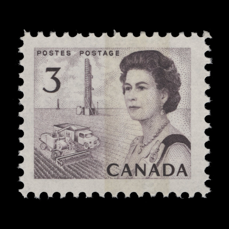 Canada 1967 (Variety) 3c Queen Elizabeth II with one broad phosphor band