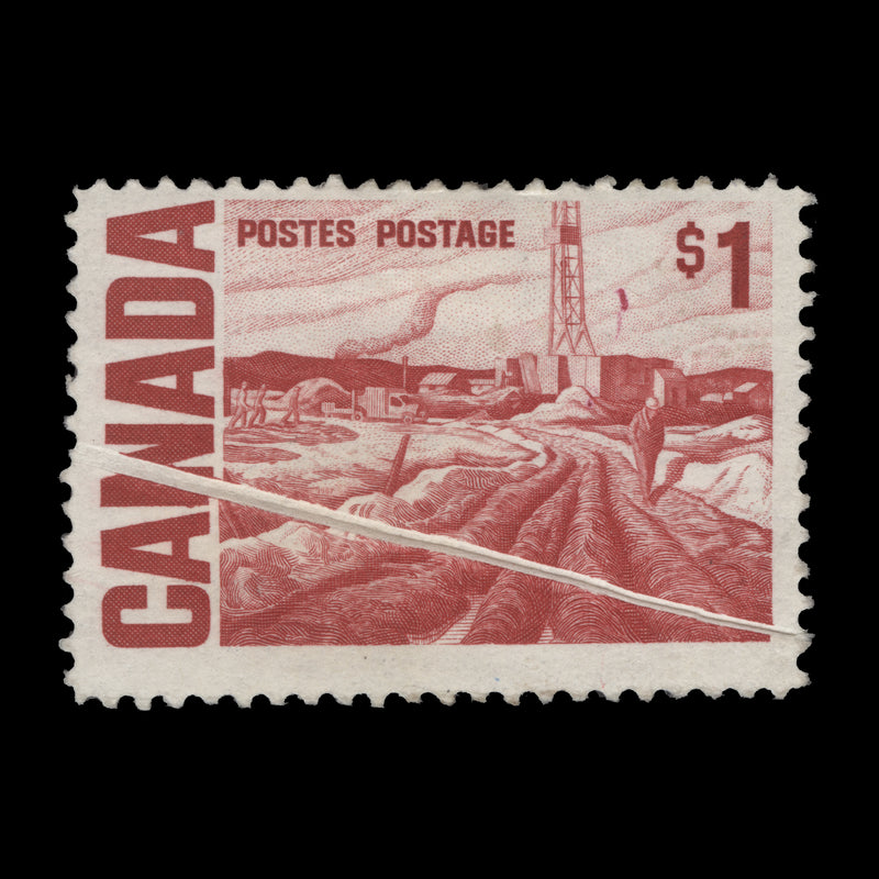 Canada 1967 (Variety) $1 Oilfield with pre-printing paper crease