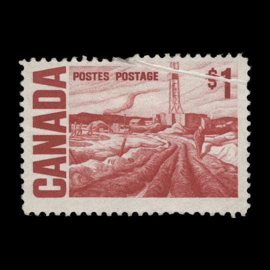 Canada 1967 (Variety) $1 Oilfield with pre-printing paper crease