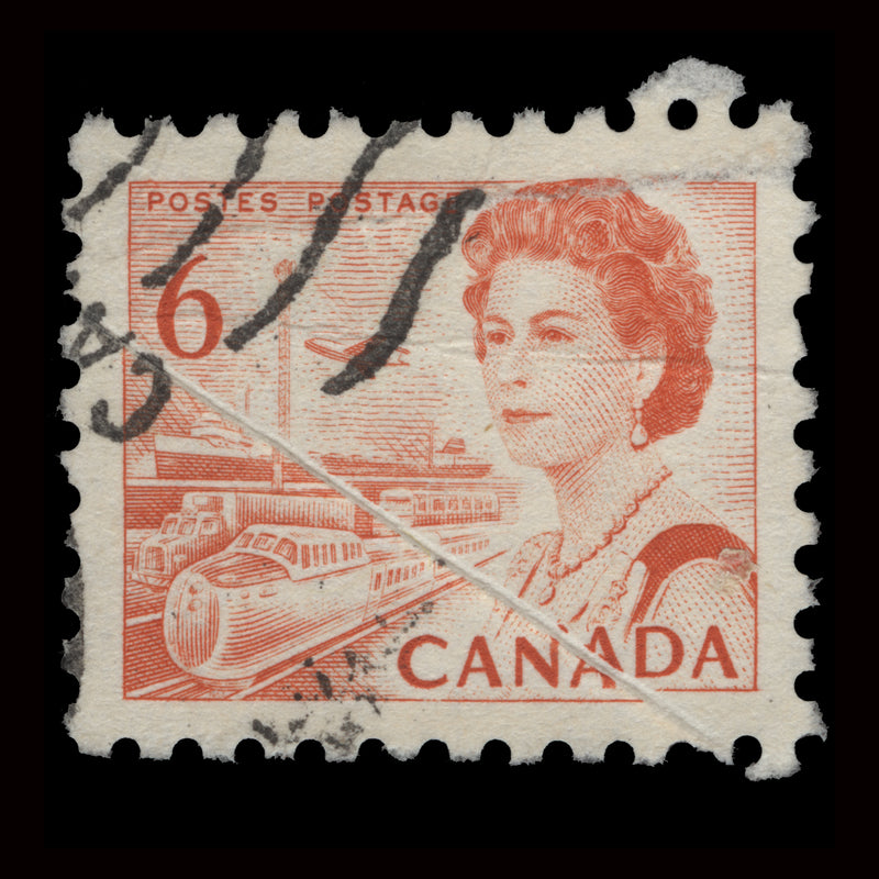 Canada 1968 (Variety) 6c Queen Elizabeth II with pre-printing paper crease