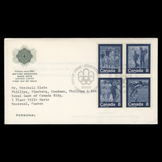 Canada 1974 Summer Sports first day cover, OTTAWA