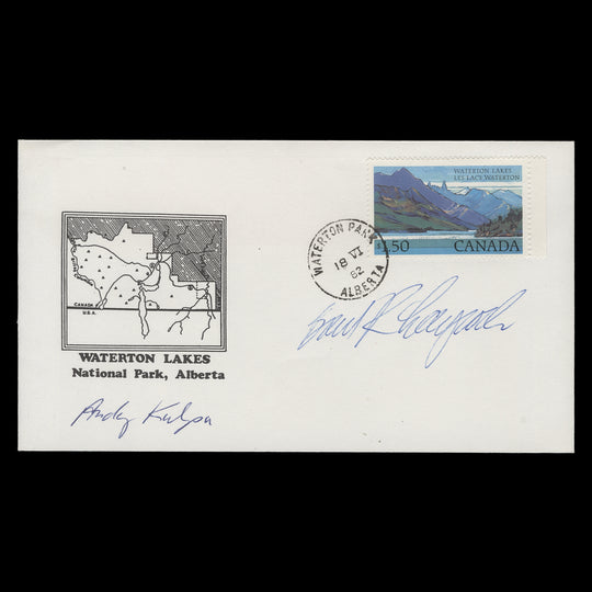 Canada 1982 $1.50 Waterton Lakes first day cover signed by designer