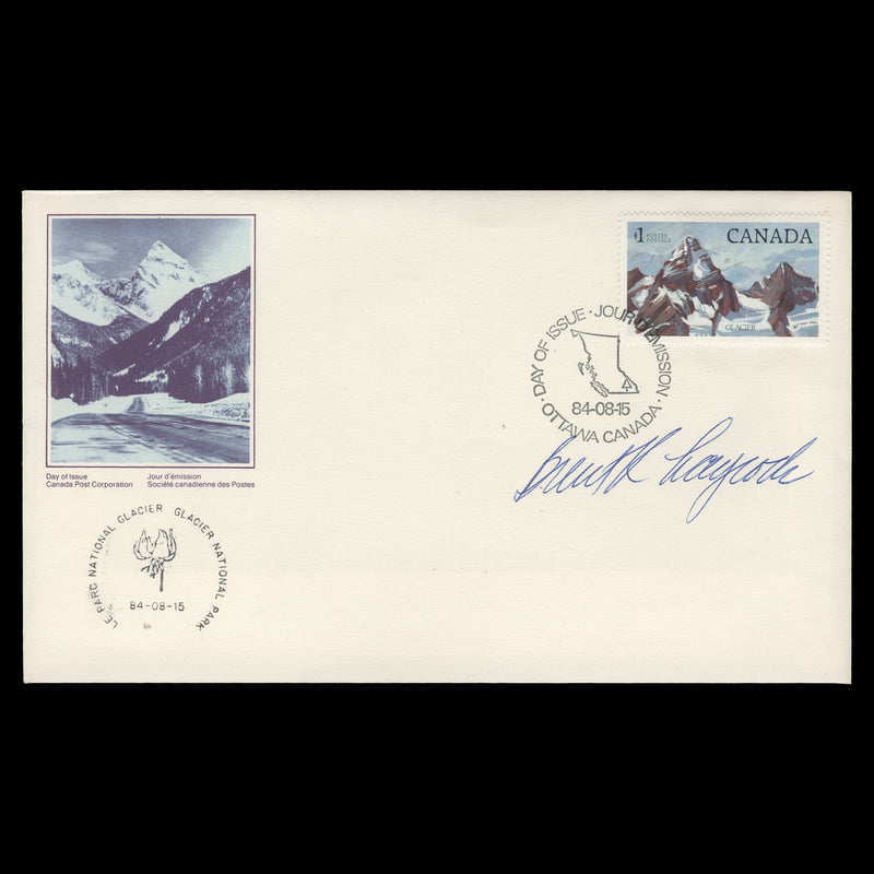 Canada 1984 $1 Glacier National Park first day cover signed by Brent Laycock