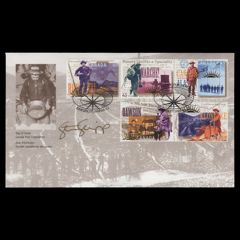 Canada 1996 Yukon Gold Rush first day cover signed by designer