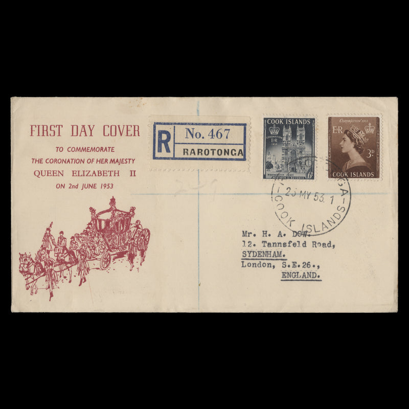 Cook Islands 1953 Coronation first day cover, RAROTONGA