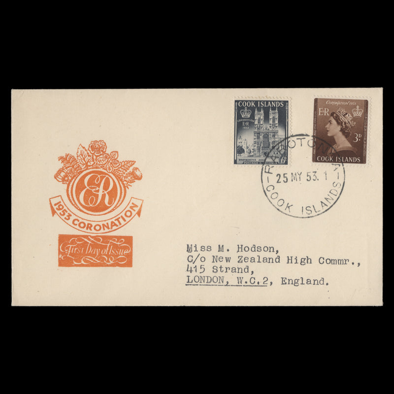 Cook Islands 1953 Coronation first day cover, RAROTONGA