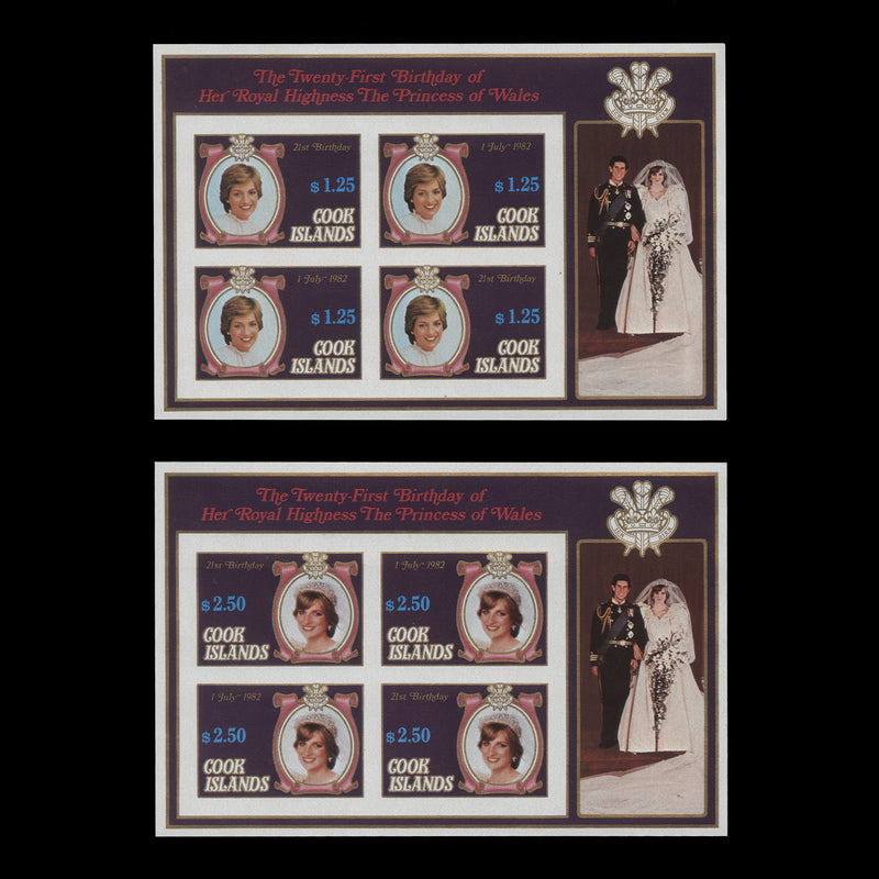 Cook Islands 1982 Princess Diana's Birthday imperf proof sheetlets