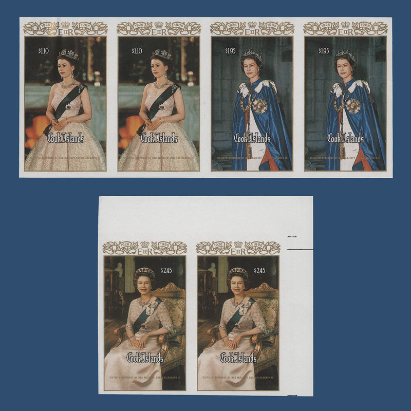 Cook Islands 1986 Queen Elizabeth II's Birthday imperf proof miniature sheet pairs