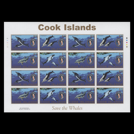 Cook Islands 2007 $5 Whales imperf proof sheet