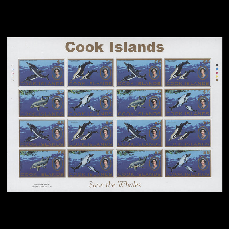 Cook Islands 2007 $5 Whales imperf proof sheet